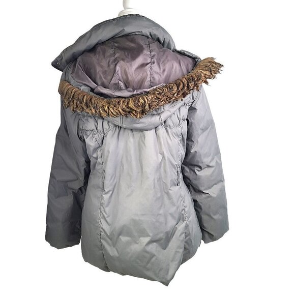 Nine West Army Olive Green Puffer Fur Detachable Hood Down Feather Parka Jacket - Picture 4 of 10